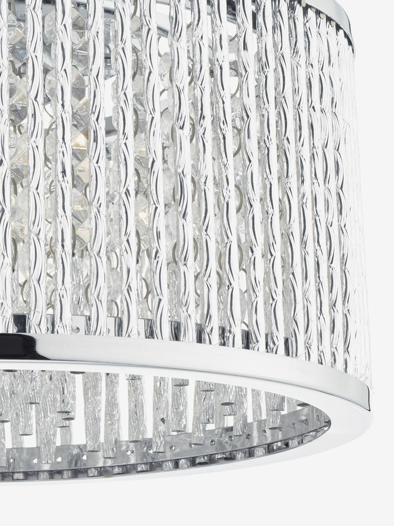 Dar Lighting Nantes polished chrome flush ceiling light with acrylic beads, UK version