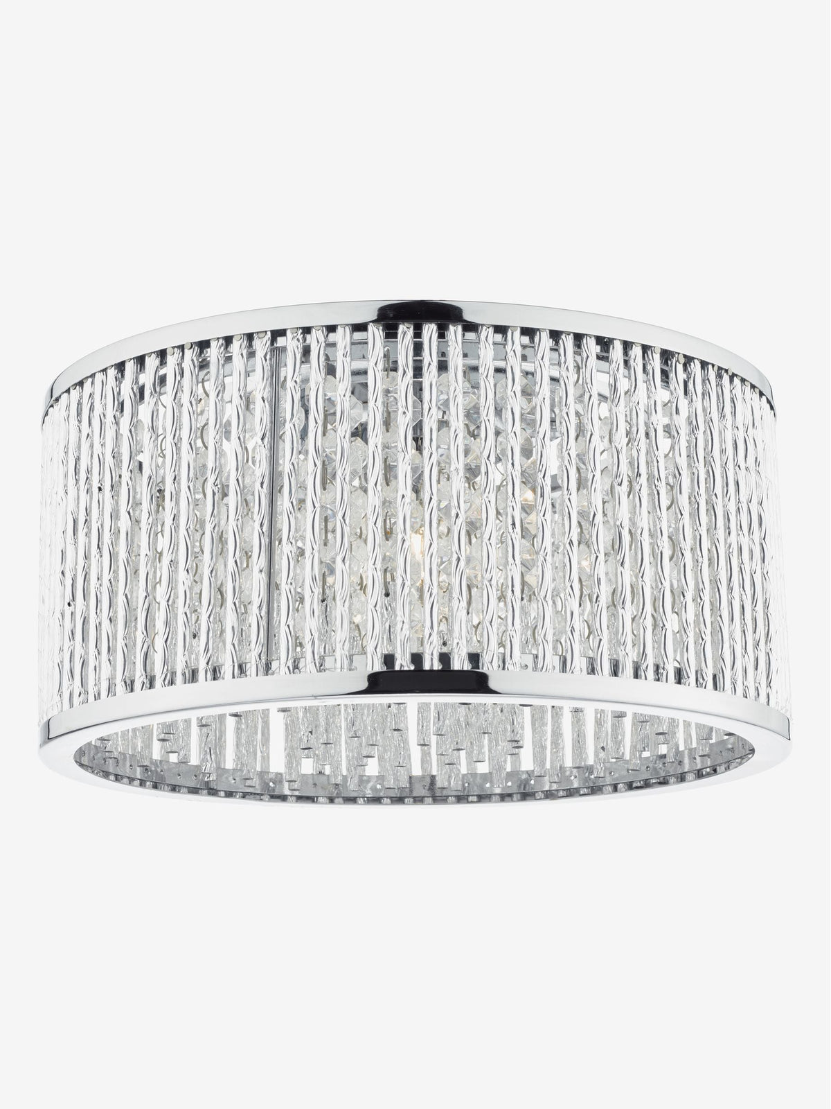 Dar Lighting Nantes polished chrome flush ceiling light with acrylic beads, UK version