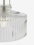 Dar Lighting pendant ceiling light satin nickel ribbed glass 26cm (British brand)