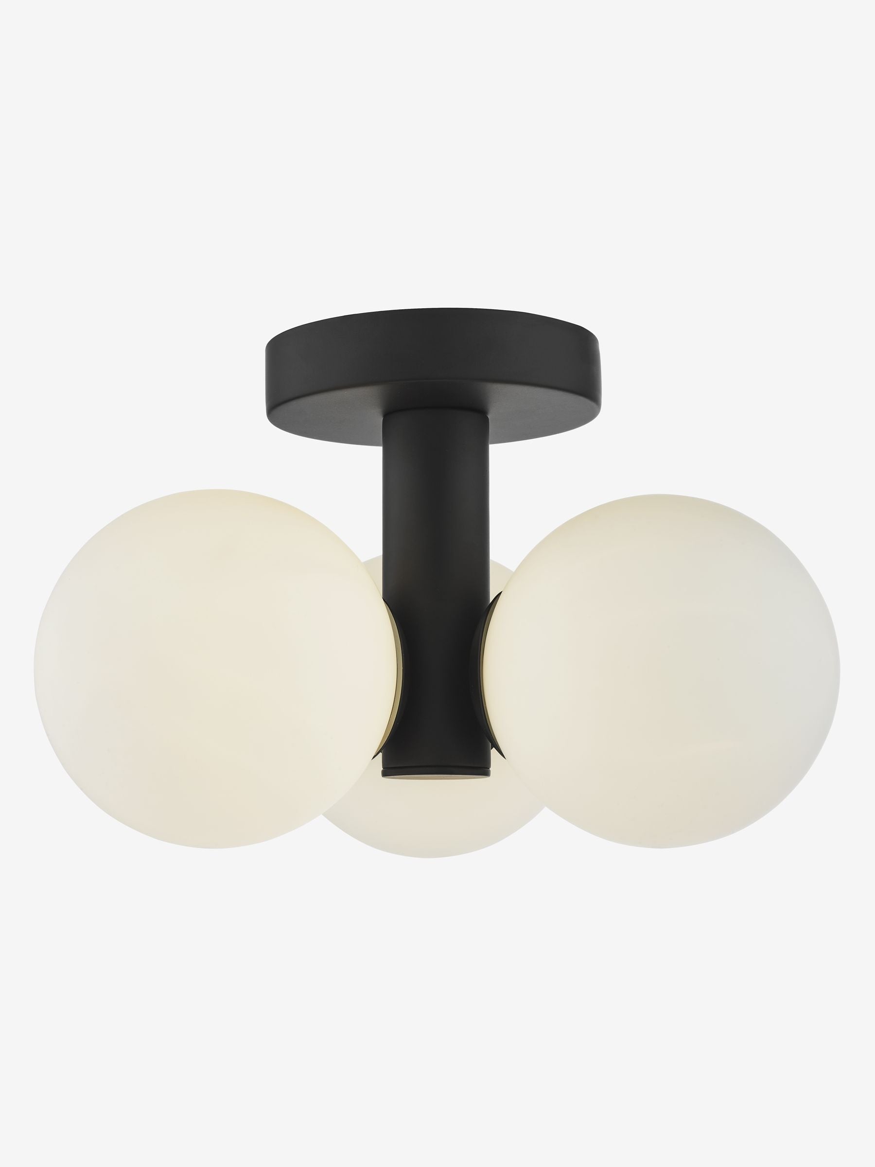 Dar Lighting Blake semi flush ceiling light matt black opal glass, UK version