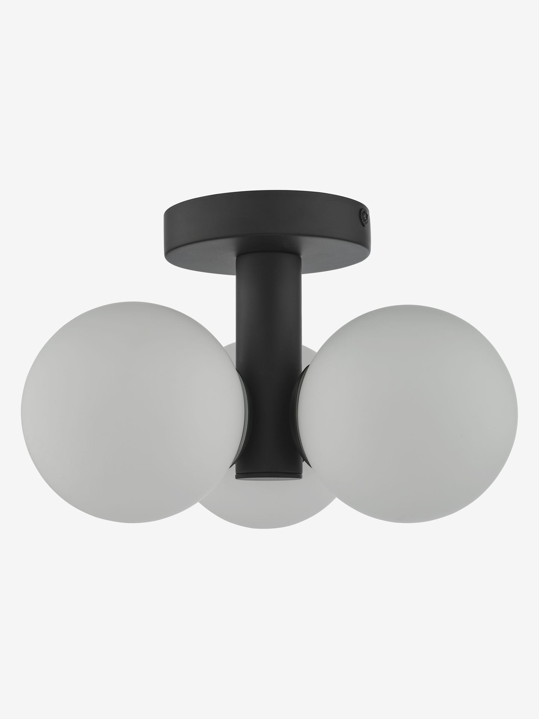 Dar Lighting Blake semi flush ceiling light matt black opal glass, UK version