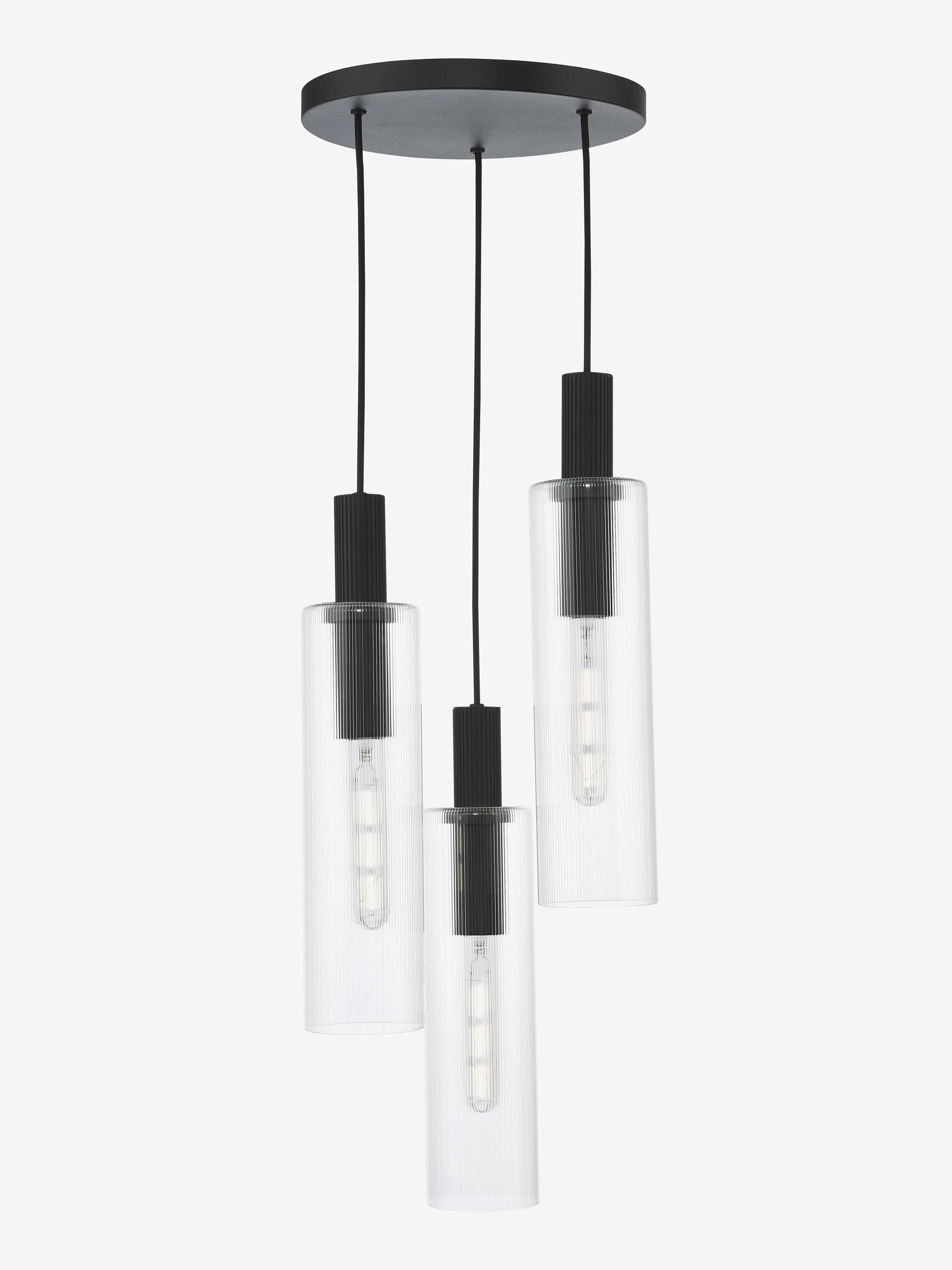 Dar Lighting Ruben 3 light cluster pendant satin black, imported from the UK