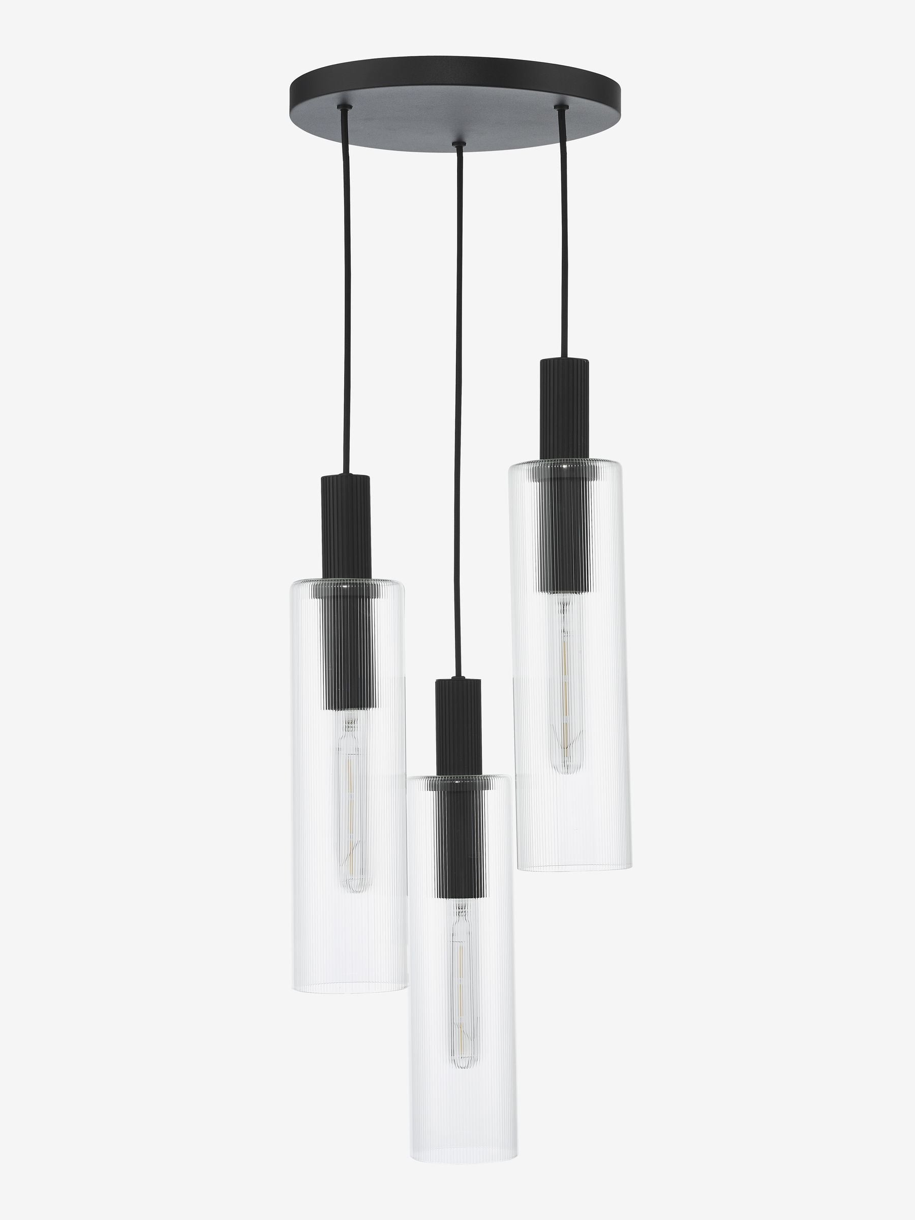 Dar Lighting Ruben 3 light cluster pendant satin black, imported from the UK