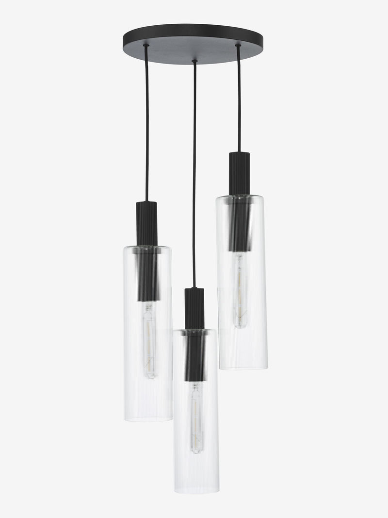 Dar Lighting Ruben 3 light cluster pendant satin black, imported from the UK