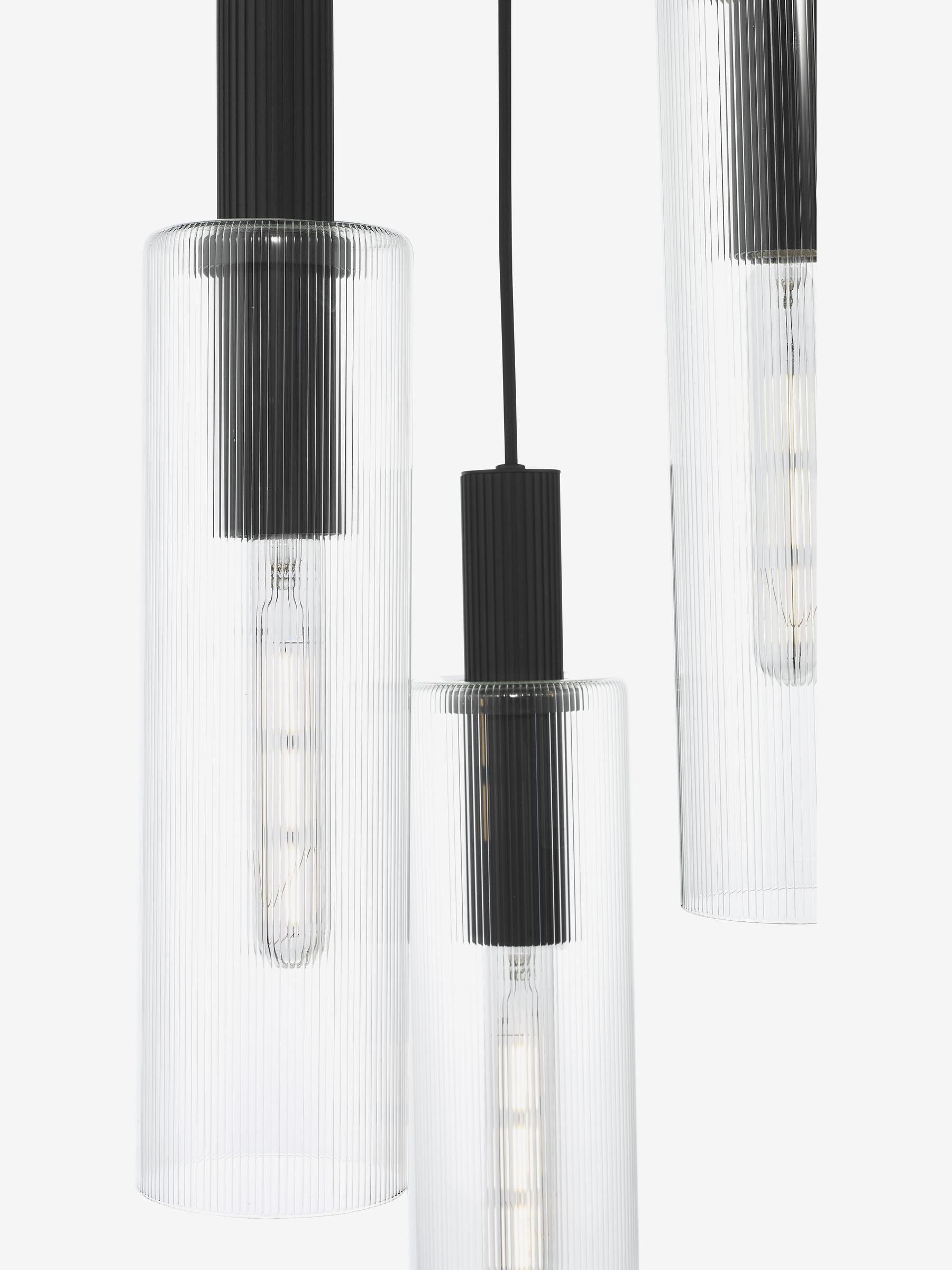 Dar Lighting Ruben 3 light cluster pendant satin black, imported from the UK
