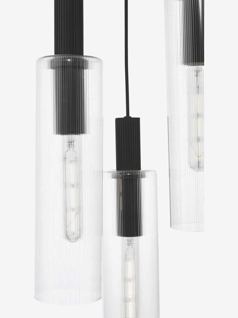 Dar Lighting Ruben 3 light cluster pendant satin black, imported from the UK