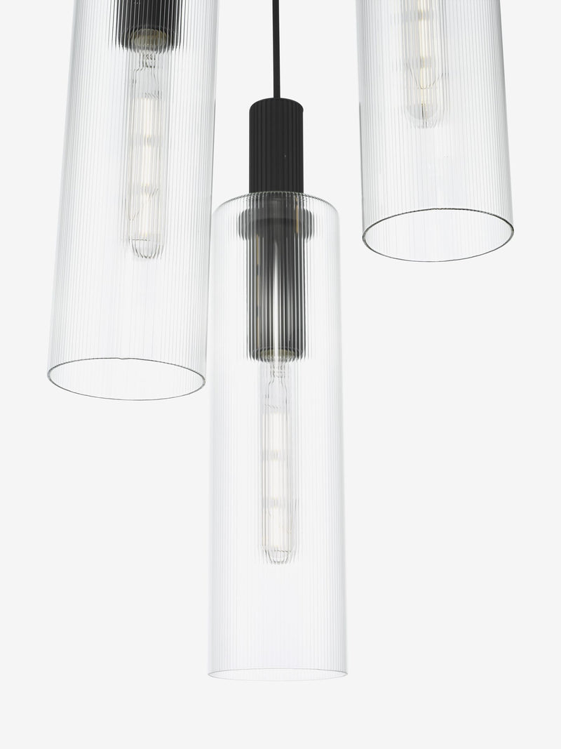 Dar Lighting Ruben 3 light cluster pendant satin black, imported from the UK