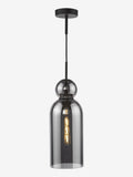 Dar Lighting Tao pendant light smoked glass matt black, imported from the UK