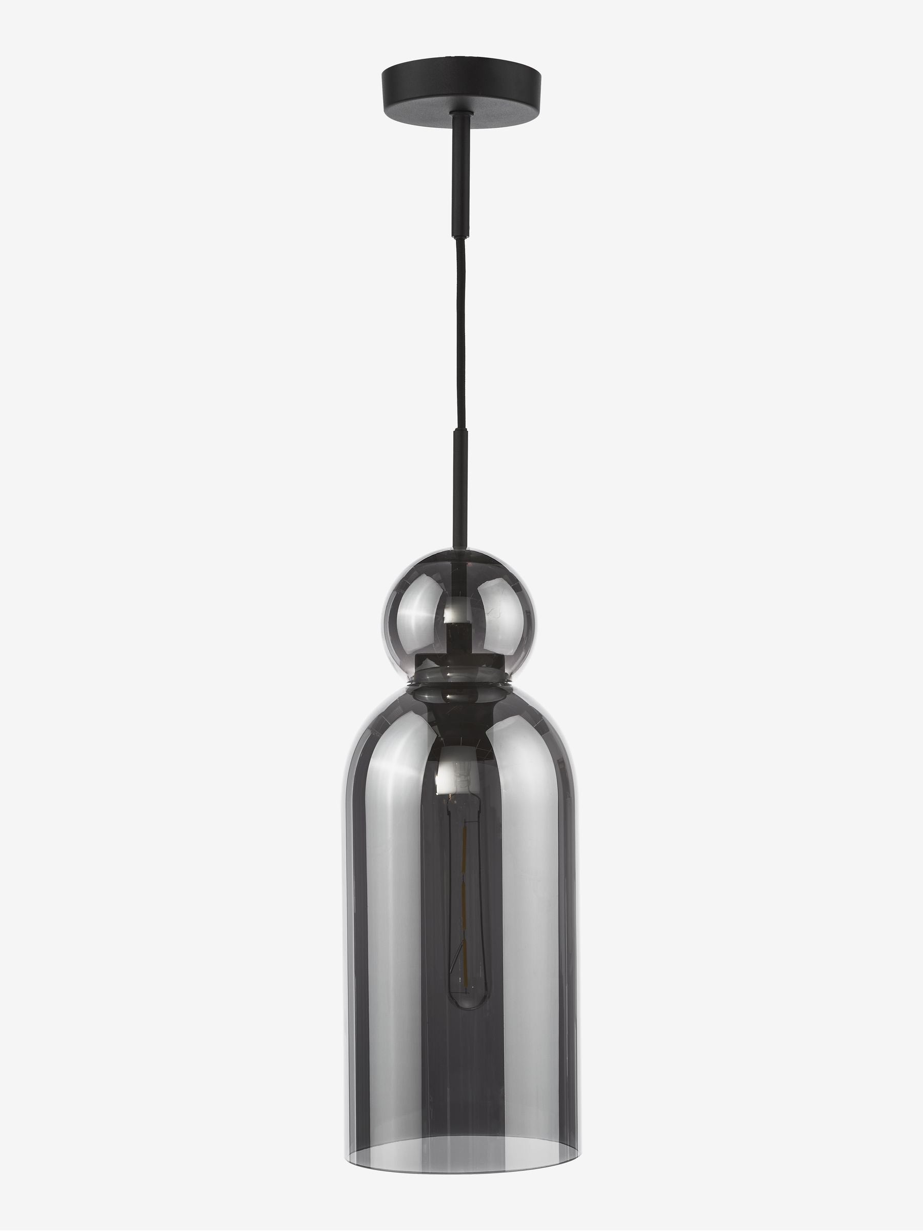 Dar Lighting Tao pendant light smoked glass matt black, imported from the UK