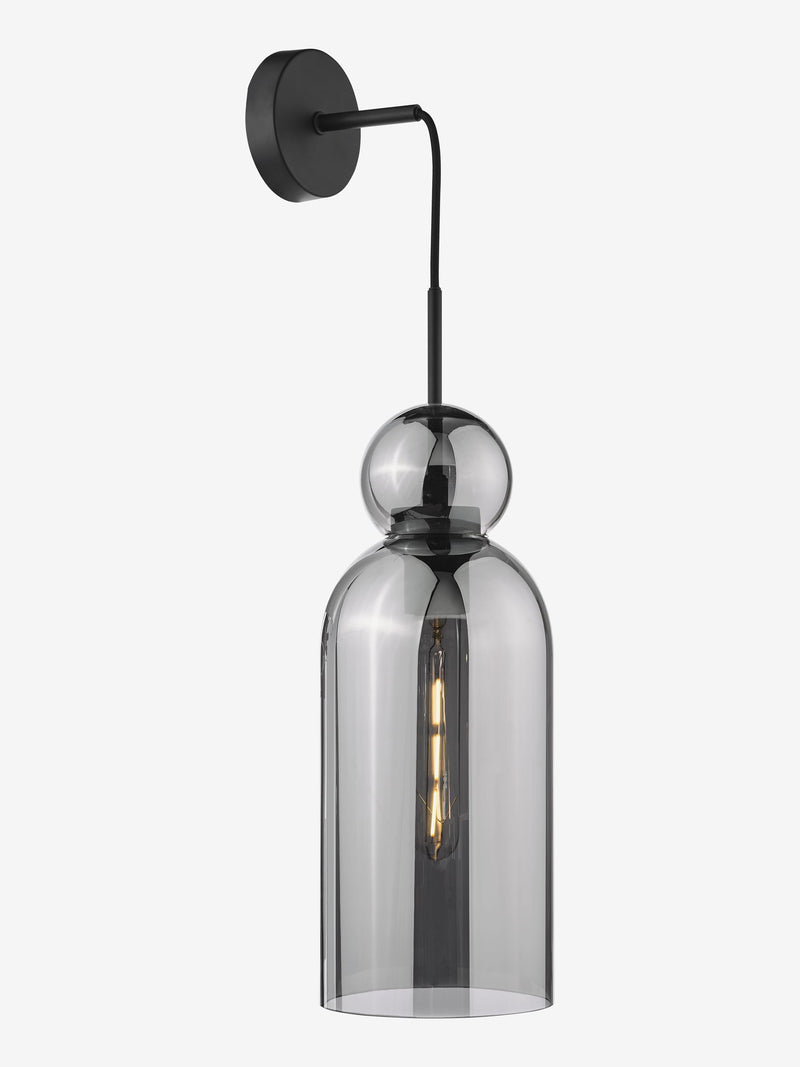 Dar Lighting Tao pendant light smoked glass matt black, imported from the UK