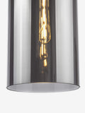 Dar Lighting Tao pendant light smoked glass matt black, imported from the UK