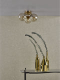 Dar Lighting Ulrika flush ceiling light antique bronze amber glass UK version