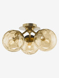 Dar Lighting Ulrika flush ceiling light antique bronze amber glass UK version