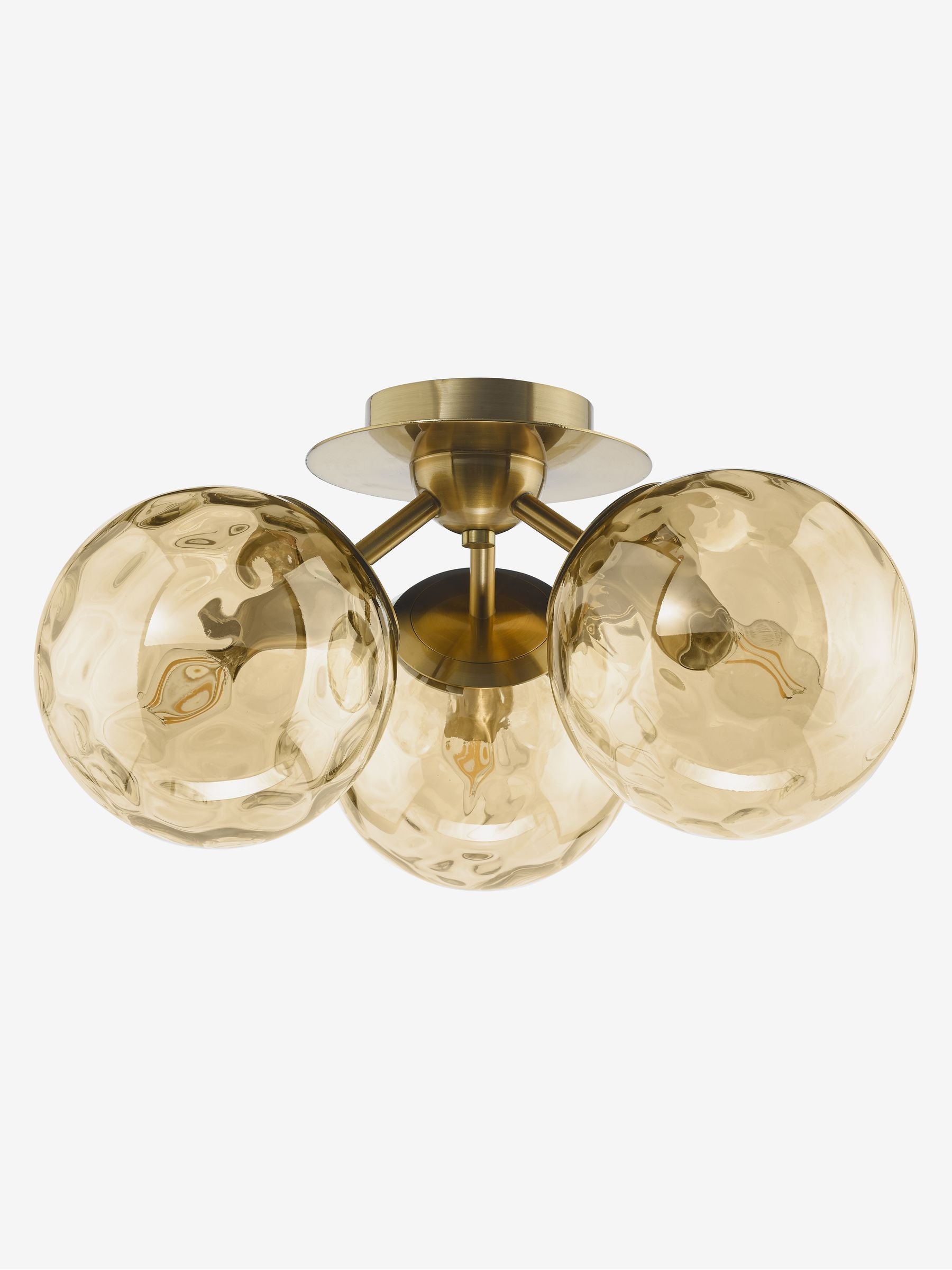 Dar Lighting Ulrika flush ceiling light antique bronze amber glass UK version