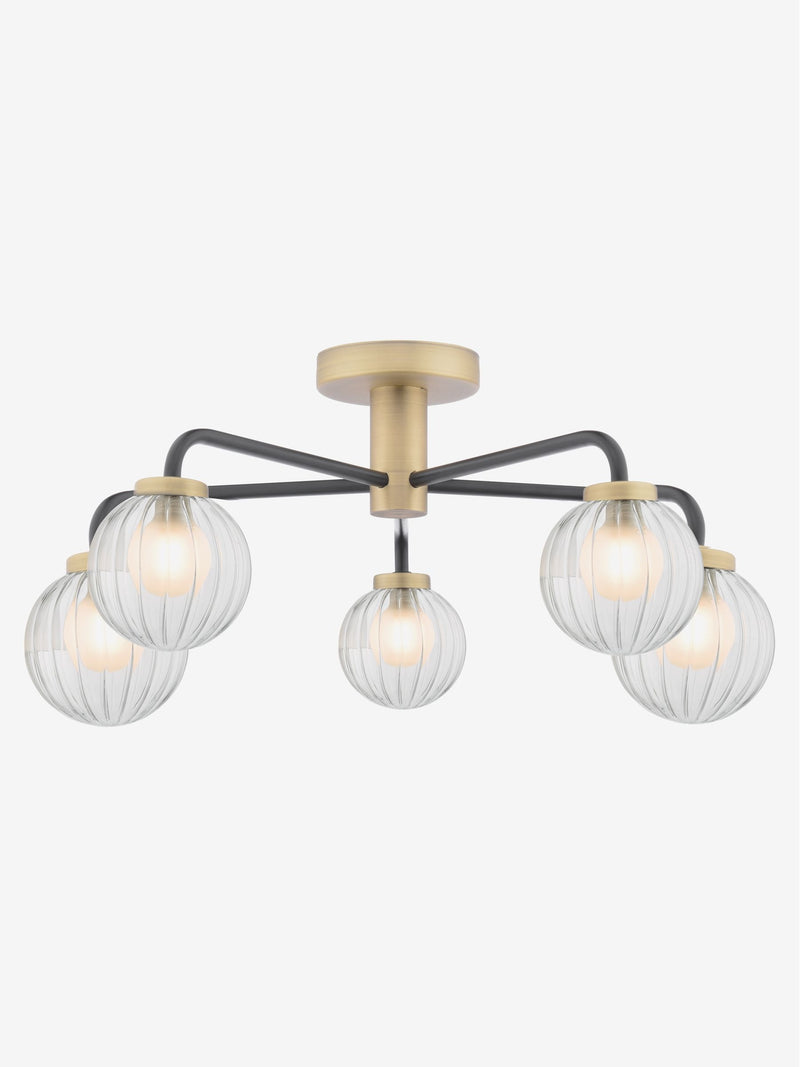 Dar Lighting Gibbs 5-light semi flush ceiling light 53cm - British product