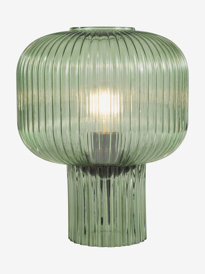 Next Dar Lighting Demarius Green Ribbed Glass Table Lamp H32 x Ø25cm- Buy online at McGrocer