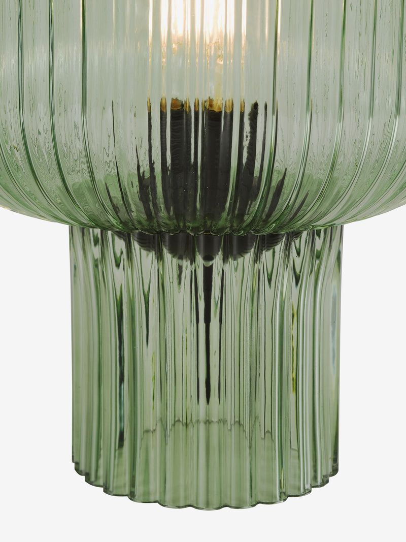 Dar Lighting Demarius ribbed glass table lamp forest green - British product