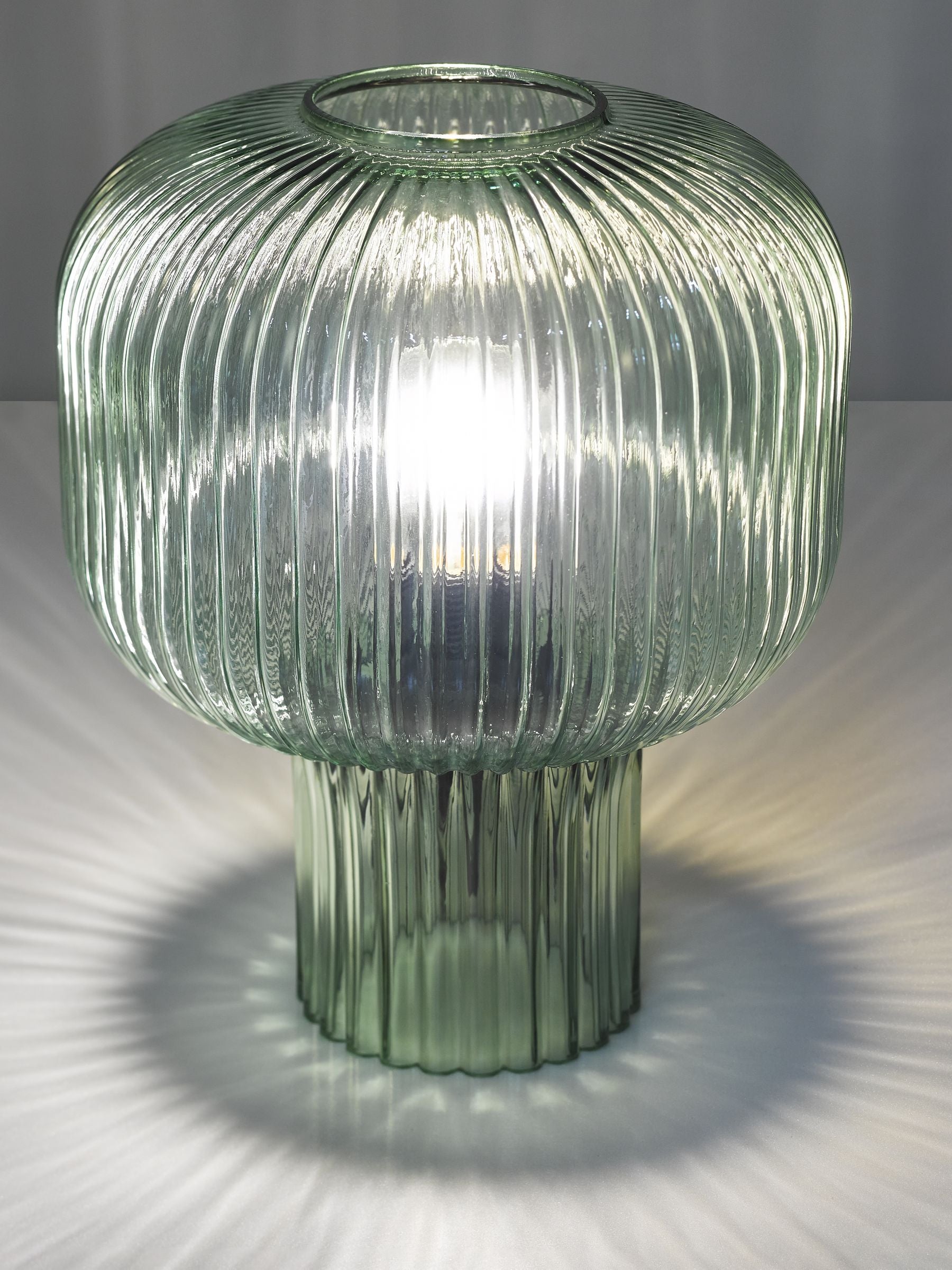 Dar Lighting Demarius ribbed glass table lamp forest green - British product