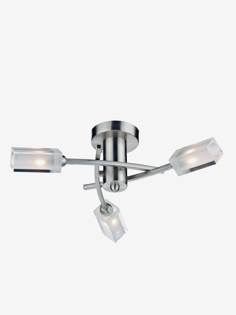 Dar Lighting Morgan ceiling light satin chrome clear glass 39cm - British product