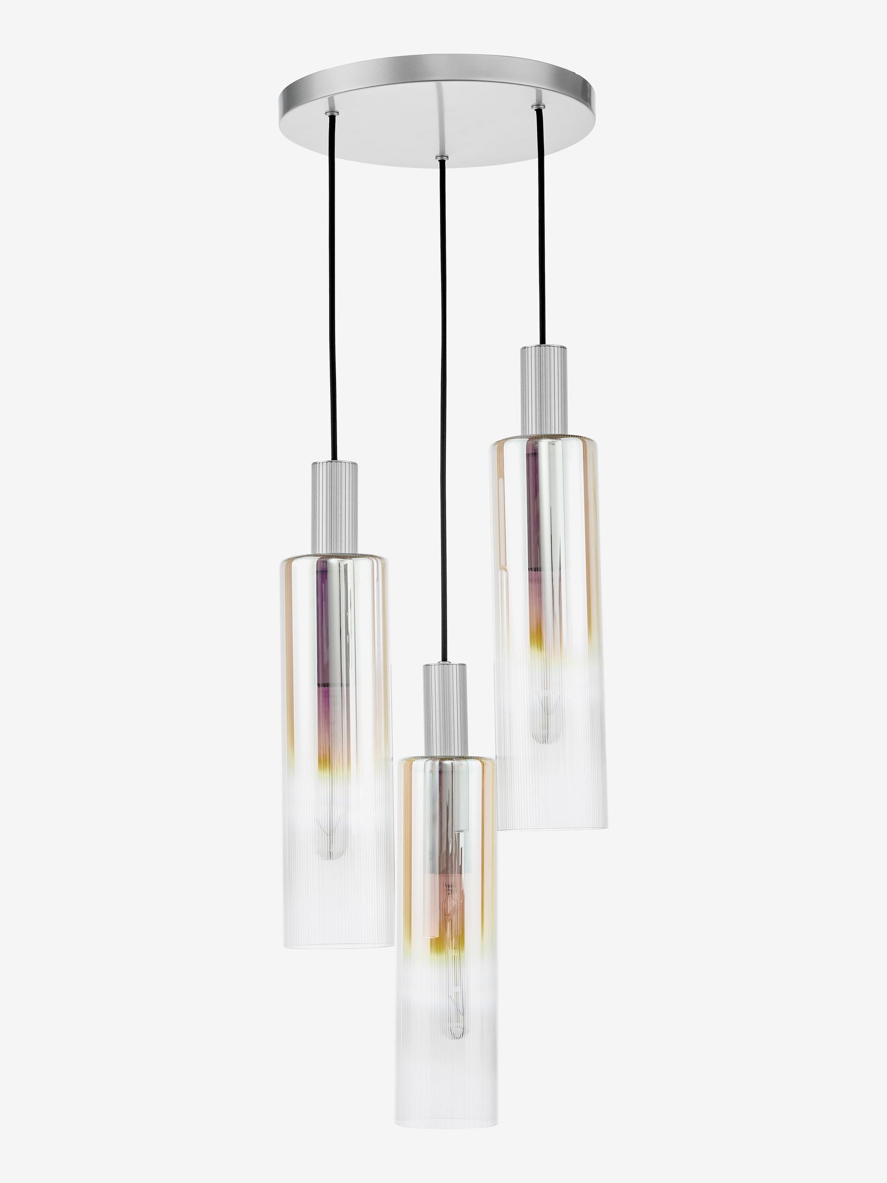 Dar Lighting Ruben 3 cluster pendant in satin silver, UK version