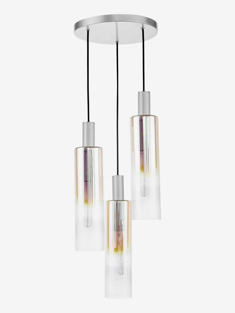 Dar Lighting Ruben 3 cluster pendant in satin silver, UK version