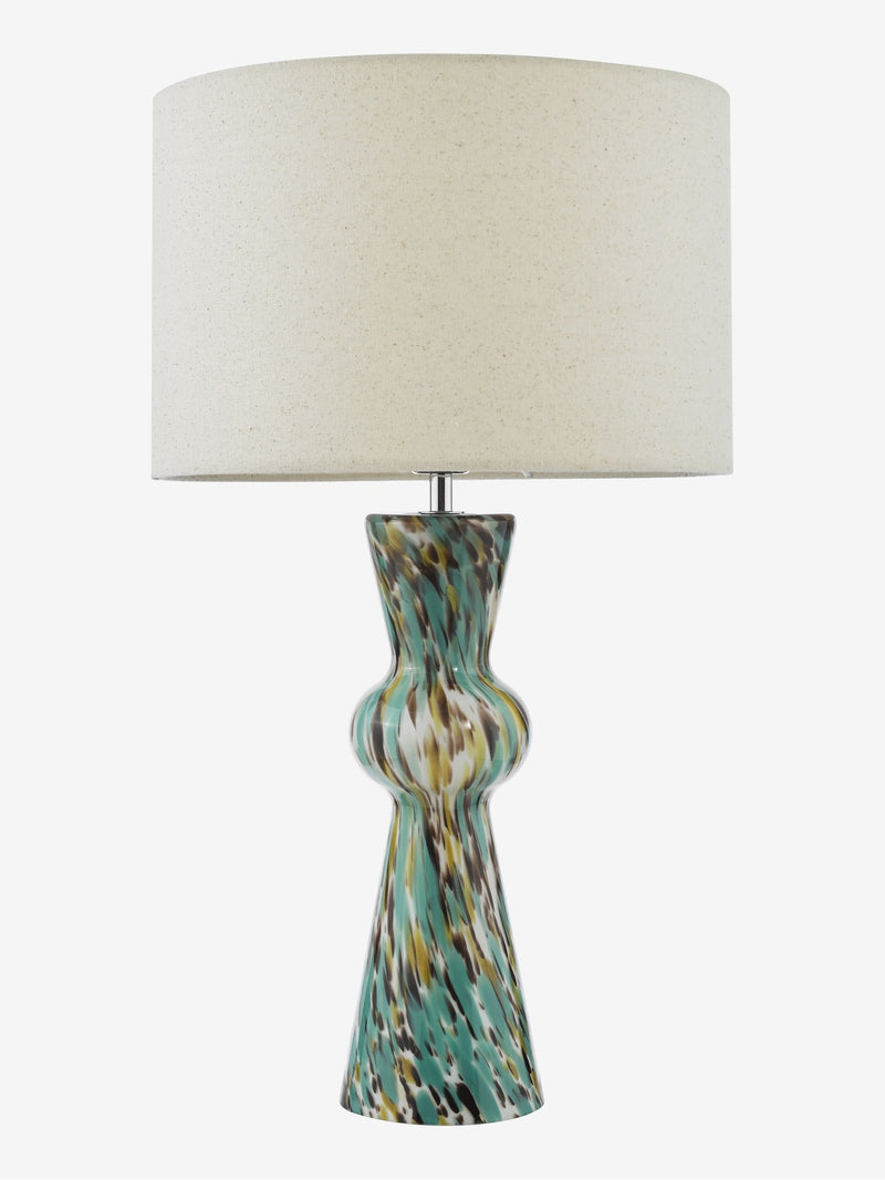 Dar Lighting table lamp blue art glass H52x30cm, UK version
