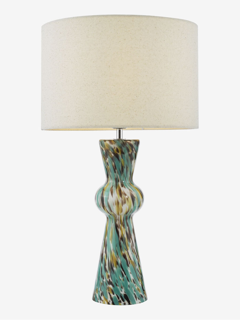 Dar Lighting table lamp blue art glass H52x30cm, UK version