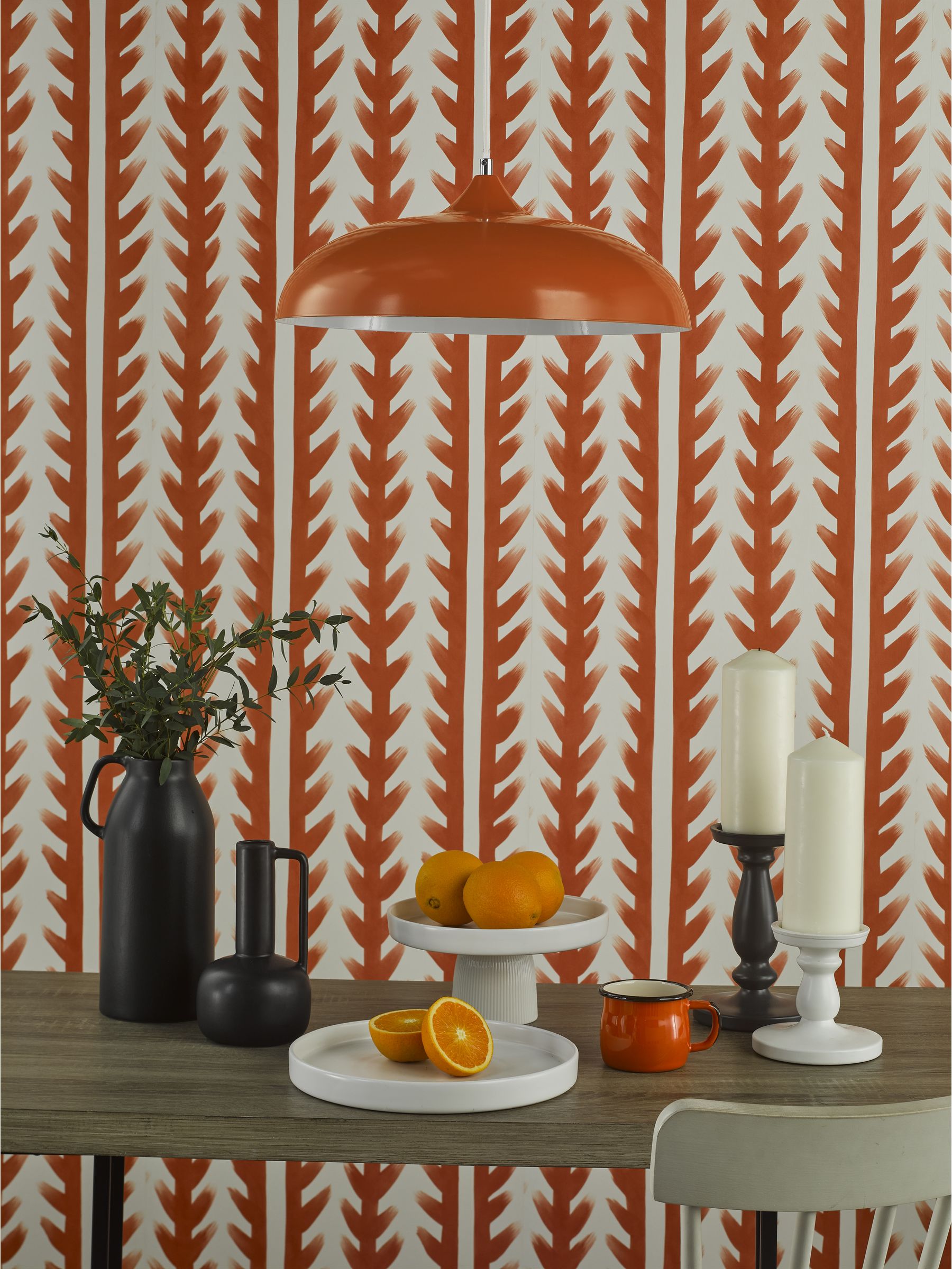 Dar Lighting orange Kaelan pendant ceiling light, UK version