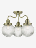 Dar Lighting Tamara antique brass ribbed glass ceiling light, UK version