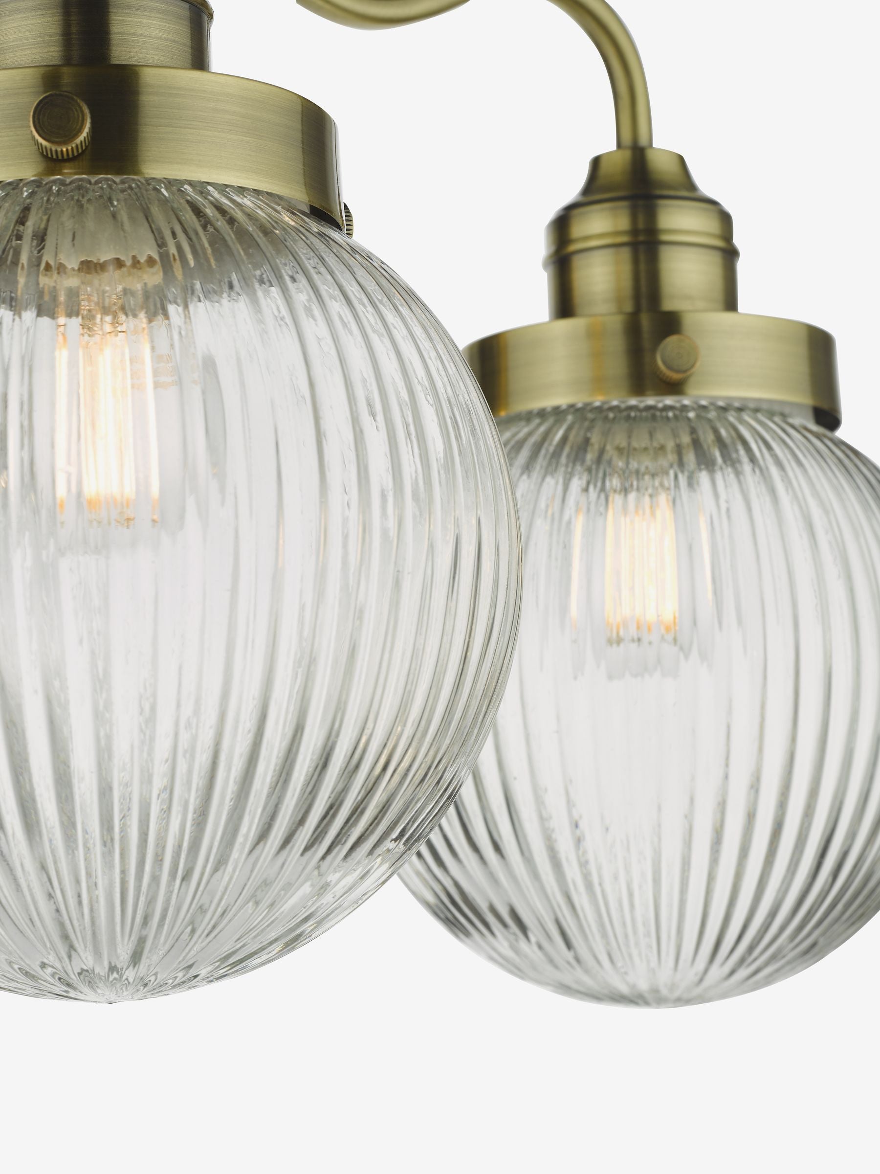 Dar Lighting Tamara antique brass ribbed glass ceiling light, UK version