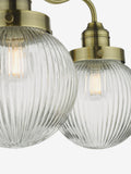 Dar Lighting Tamara antique brass ribbed glass ceiling light, UK version
