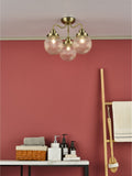 Dar Lighting Tamara antique brass ribbed glass ceiling light, UK version