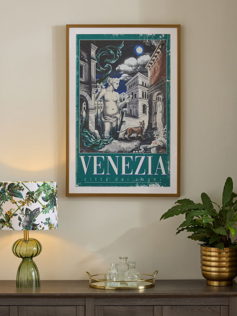Laurence Llewelyn-Bowen Teal Blue Venezia wall art 90cm x 60cm, UK version