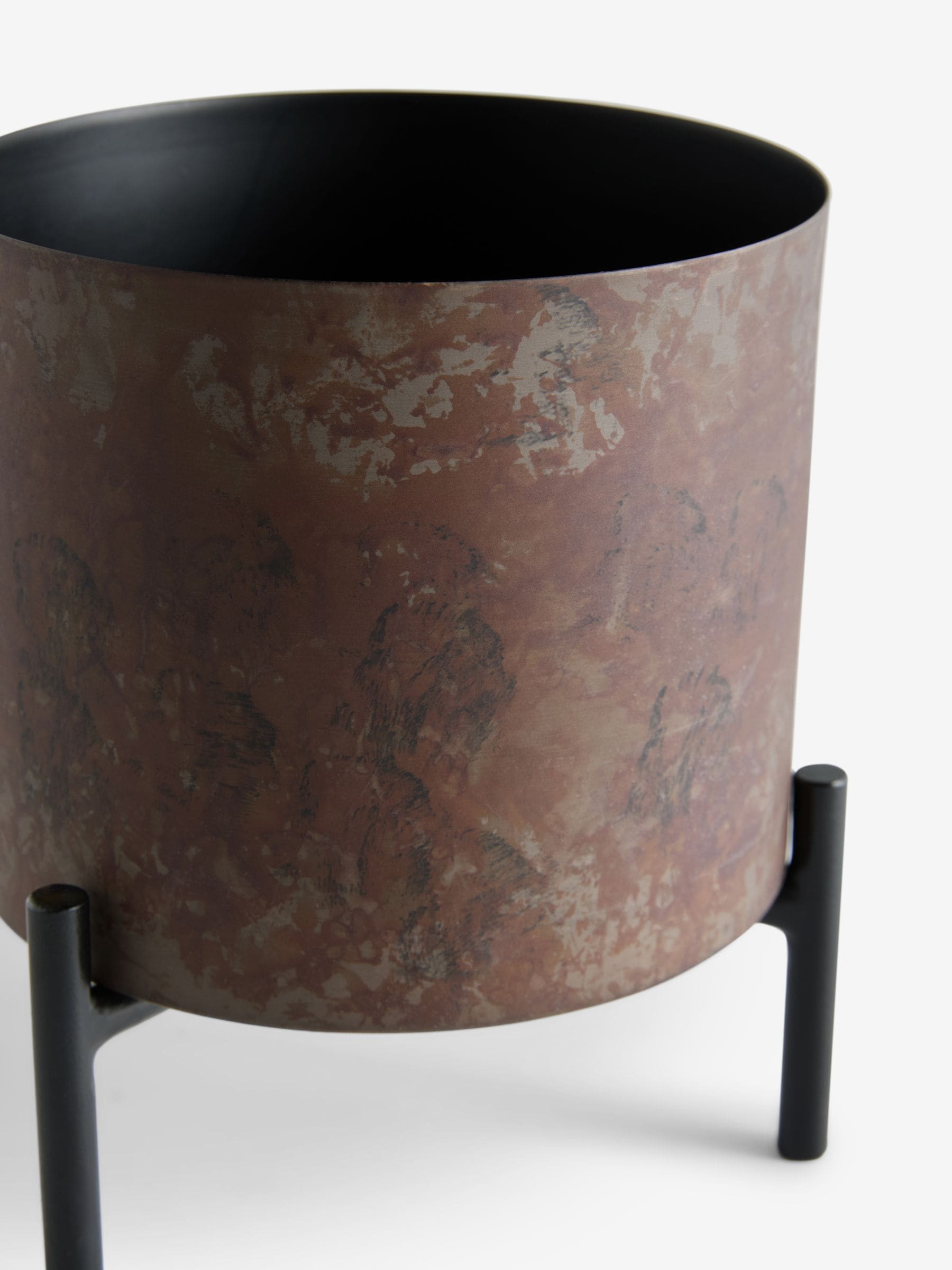 French Connection black bronze patina metal plant pot 18cm - British product