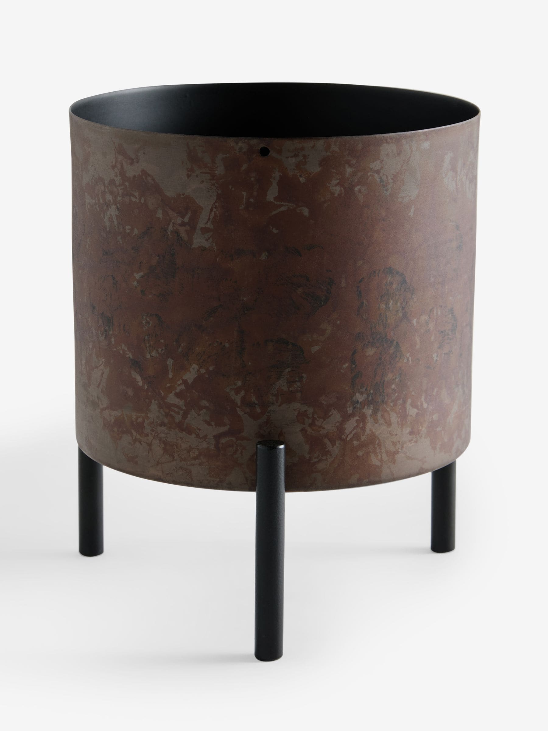 French Connection black bronze patina metal plant pot 18cm - British product