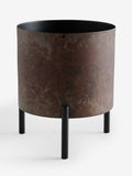 French Connection Black/Bronze Patina Metal Stand Plant Pot