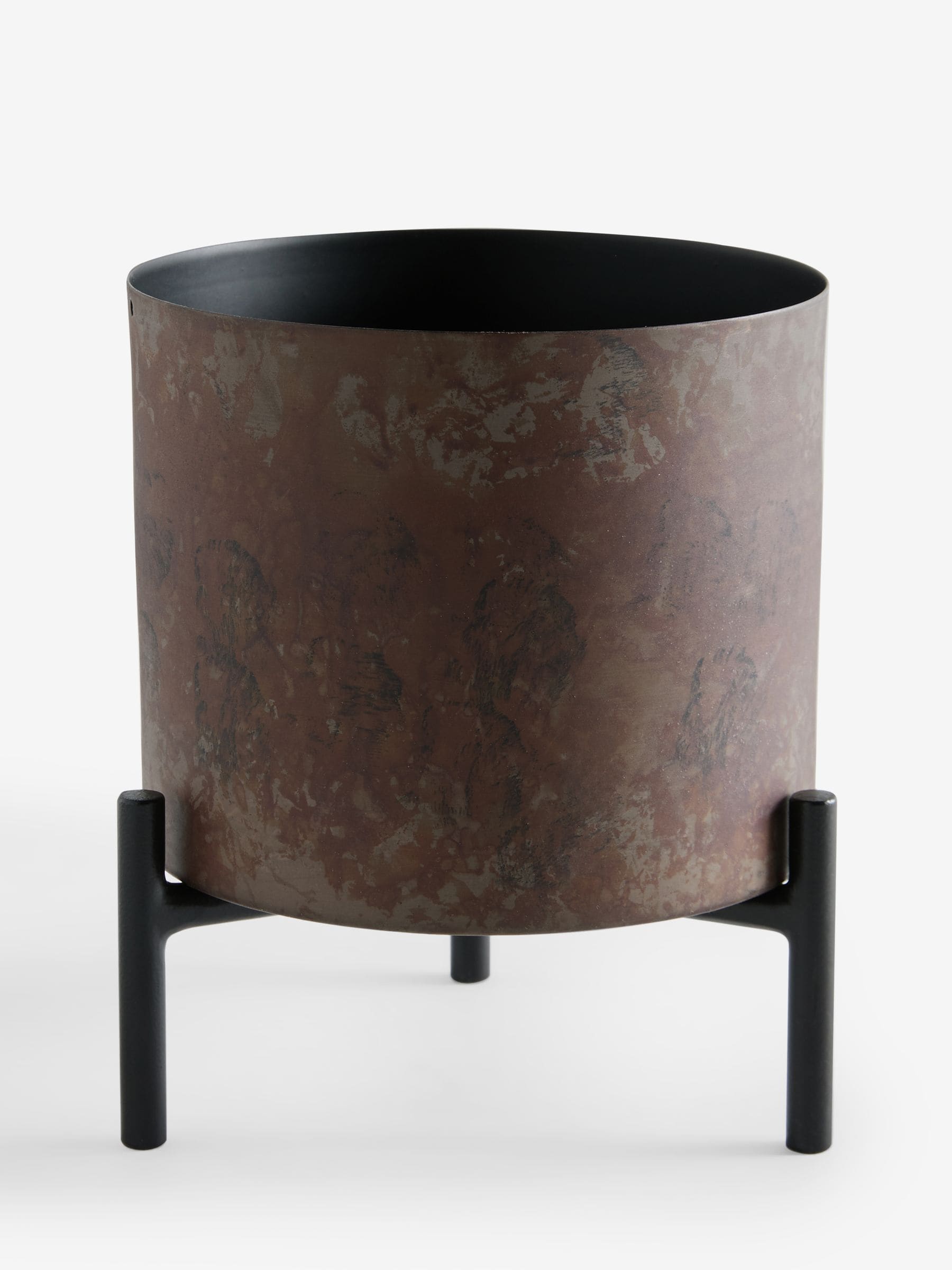 French Connection black bronze patina metal plant pot 18cm - British product