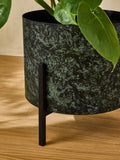 French Connection green/black patina medium metal stand plant pot - British product