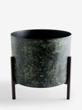 French Connection green/black patina medium metal stand plant pot - British product