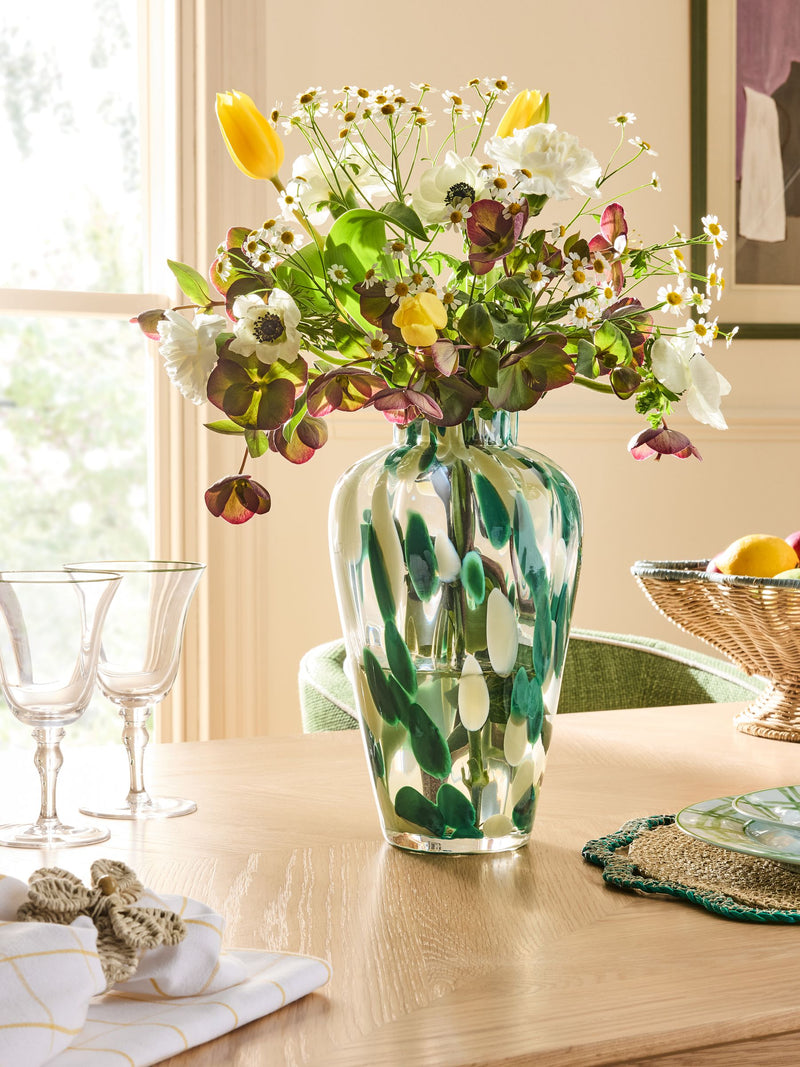 Nina Campbell confetti glass vase large, imported from the UK