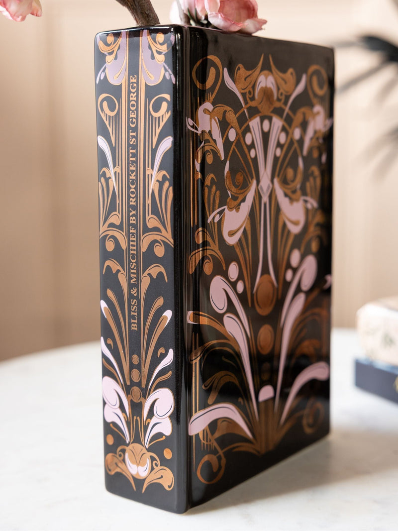 Rockett St George brown art deco book vase 20cm, imported from the UK