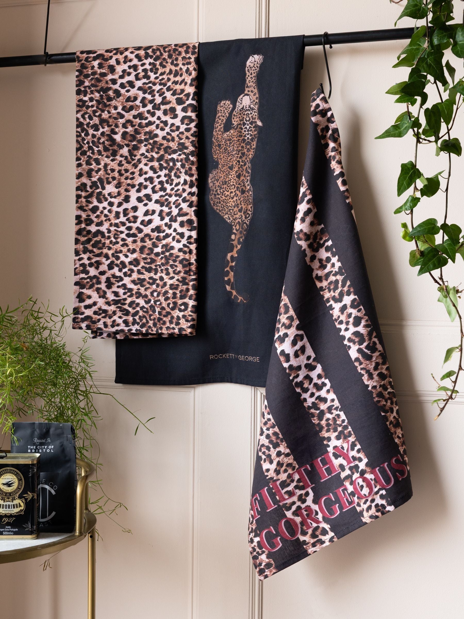 Rockett St George Leopard Tea Towels Set of 3, imported from the UK