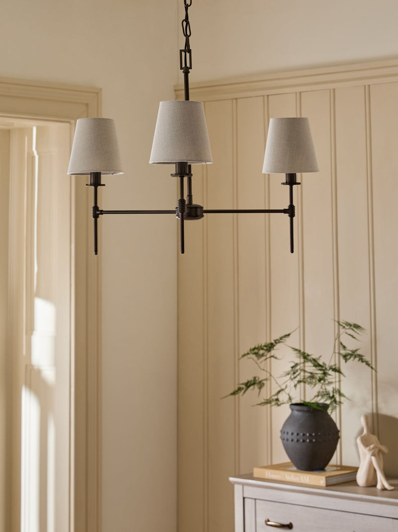 Bronze Carolina 3-light chandelier 75cm, imported from the UK