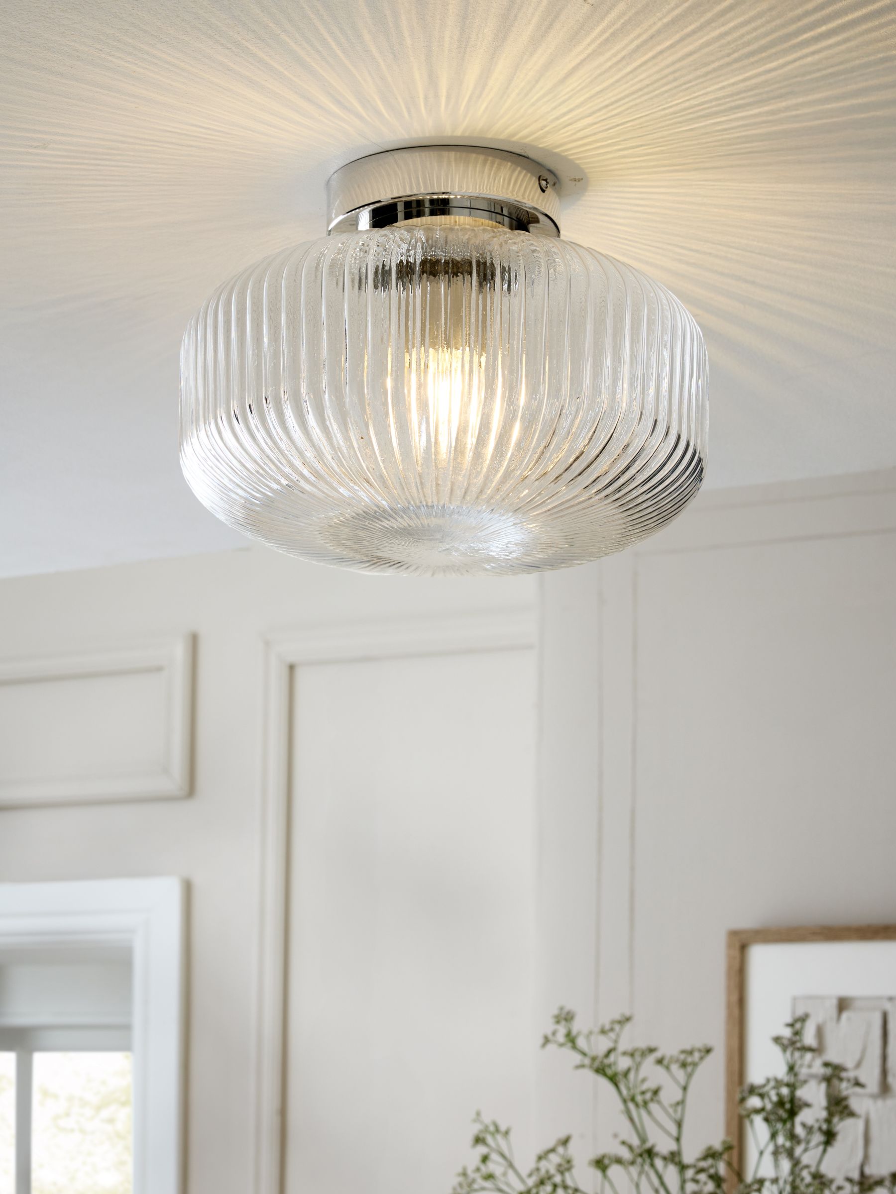 Chrome Lexington 1 Light Flush Fitting Ceiling Light