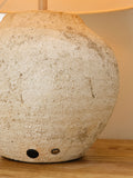 Grey Avebury rechargeable table lamp with fabric shade, imported from the UK