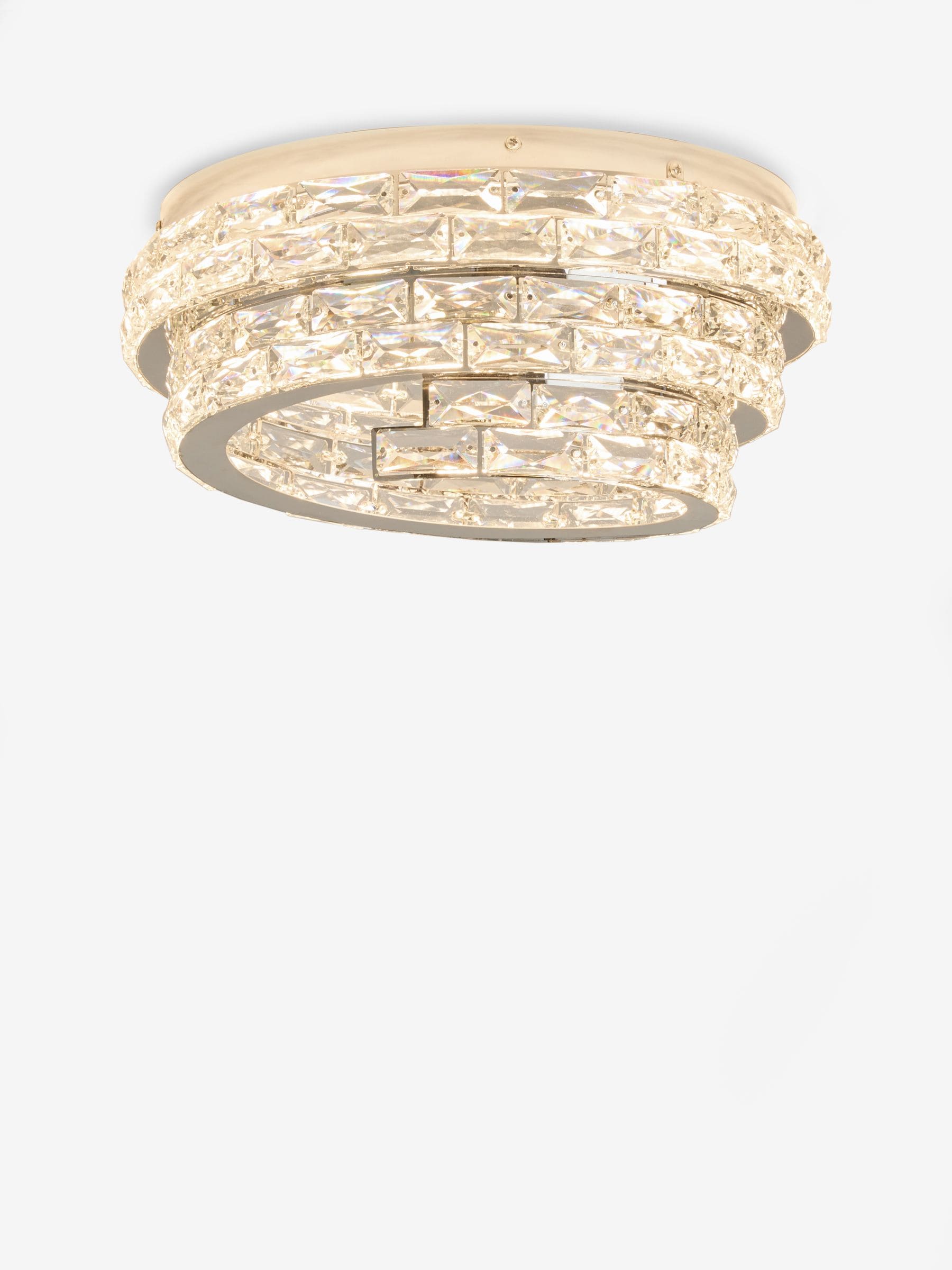 Chrome Monaco flush fitting ceiling light with crystals, UK version
