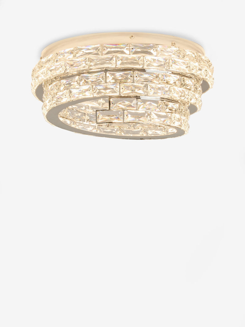 Chrome Monaco flush fitting ceiling light with crystals, UK version
