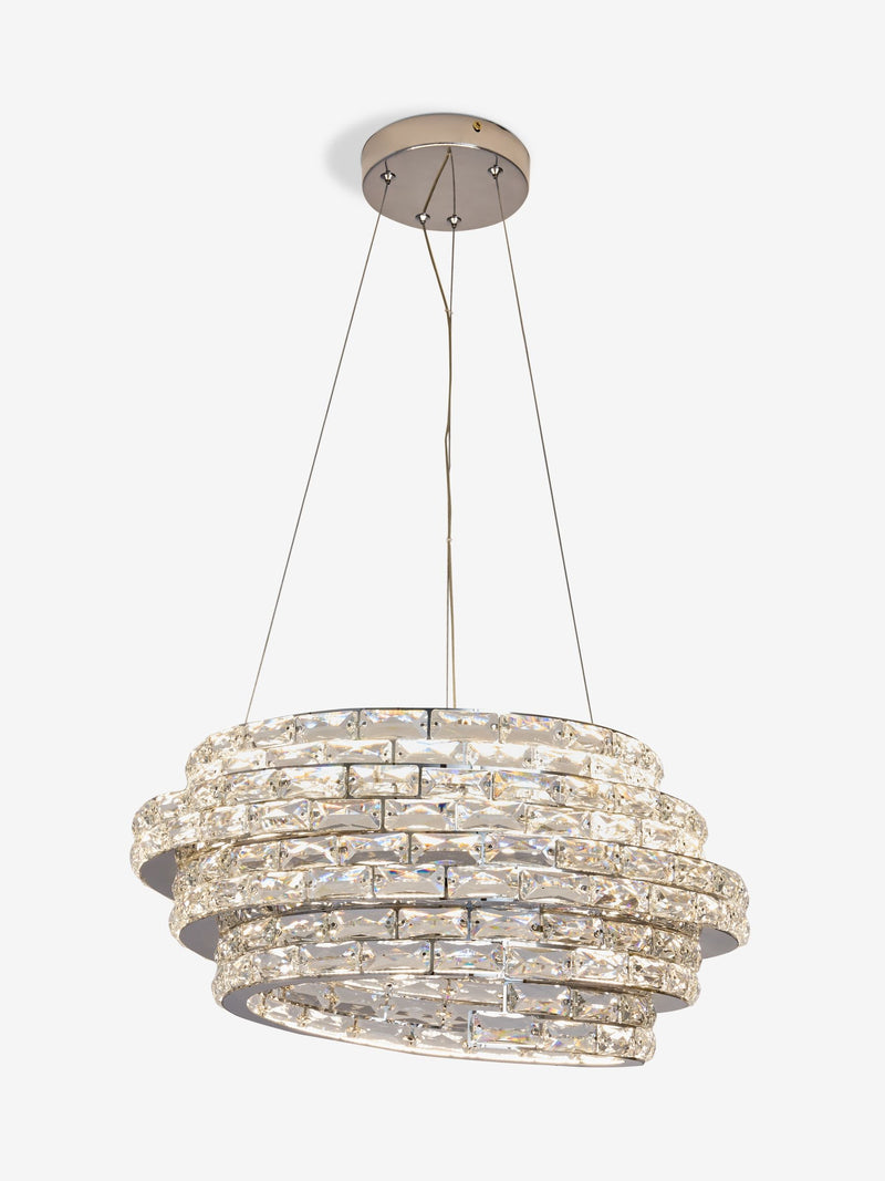 Monaco chandelier chrome ceiling light with glass crystals, imported from the UK