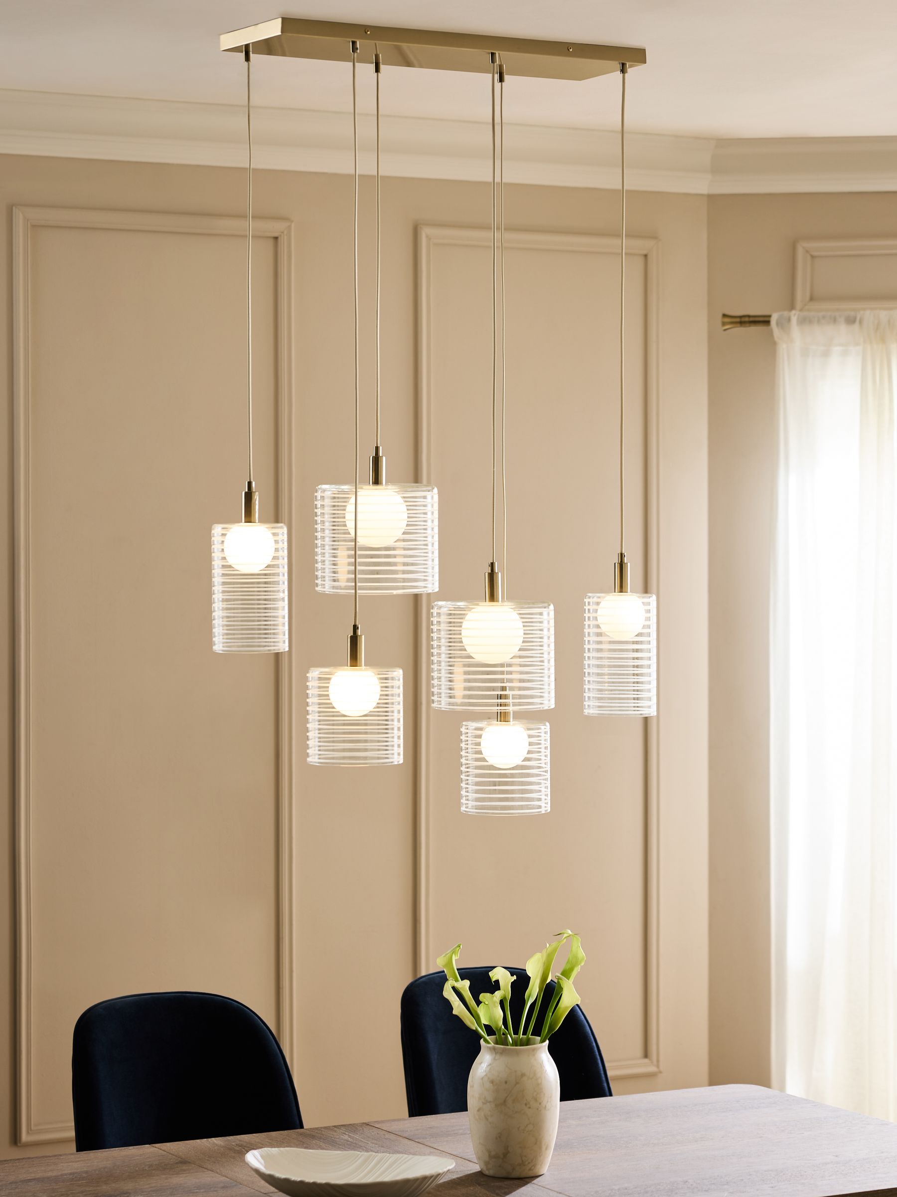 Milan 6 light linear pendant ceiling light - British product