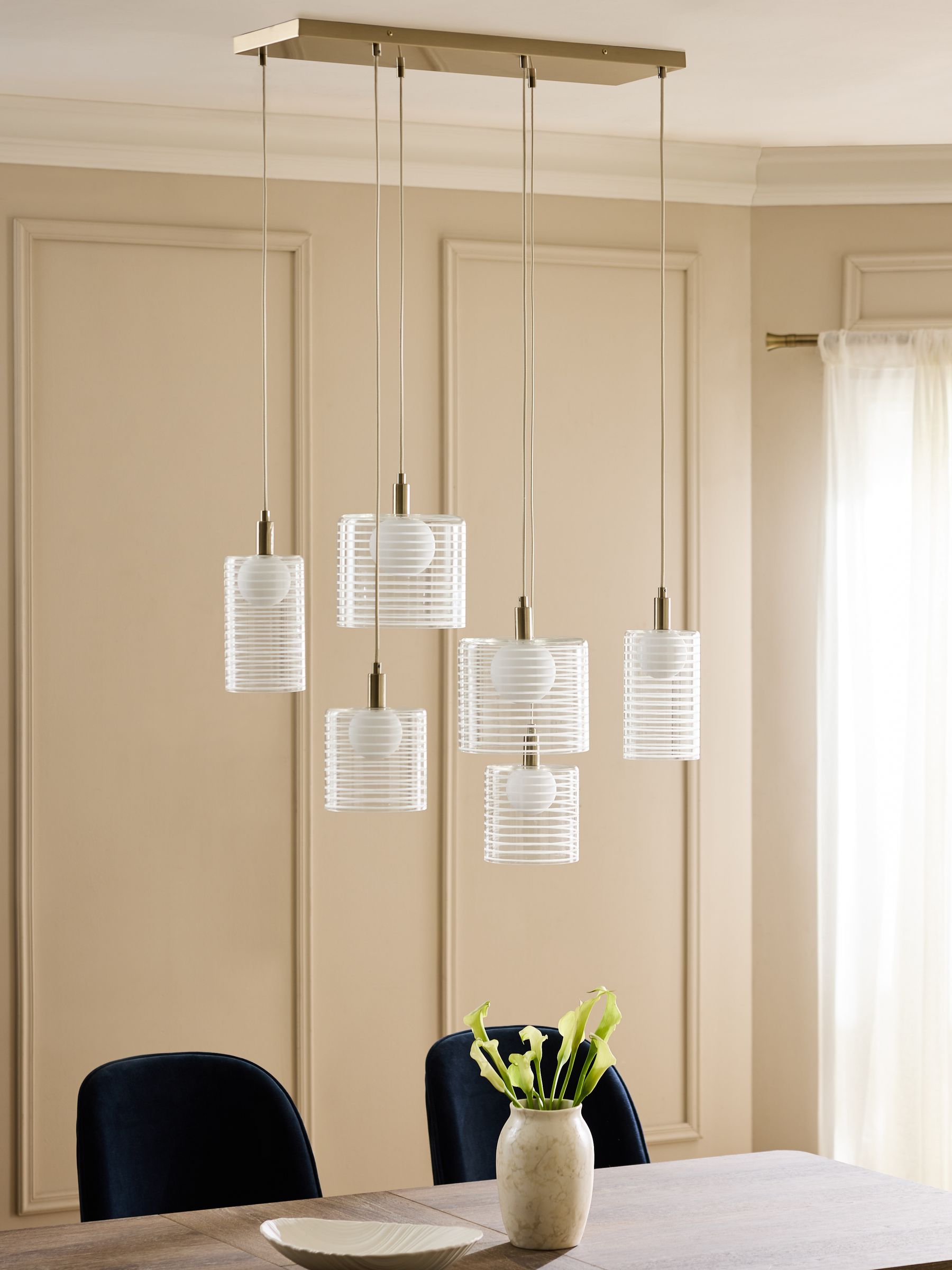 Milan 6 light linear pendant ceiling light - British product